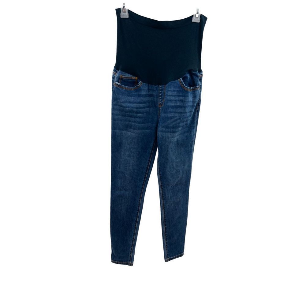 Indigo. Poppy size medium, maternity jeans tapered, straight leg